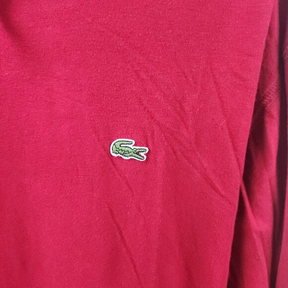 Lacoste Red Hooded Long Sleeve Shirt Regular Fit 100% Cotton Mens XL - Picture 12 of 13